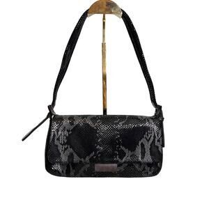 Sabina Shoulder Bag Black Python Snakeskin Leather Velvet Boho Y2K Eveningwear